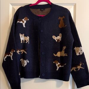 Debut Navy Dog Pattern Cardigan